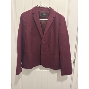 Talbots Petite Burgundy Blazer Jacket Women's Size 16P Two Button Classic